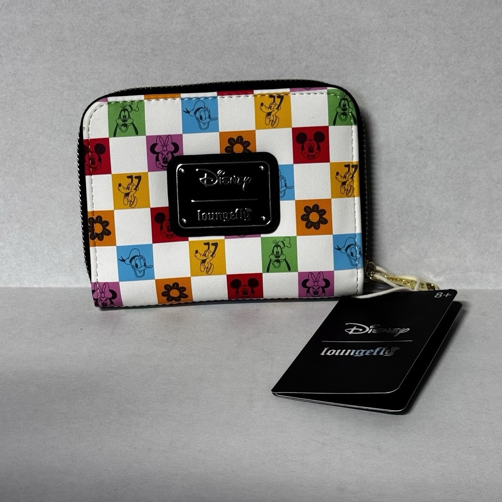 Authentic Hardtag Loungefly Disney Checkered Wallet. Multicolor, Brand New